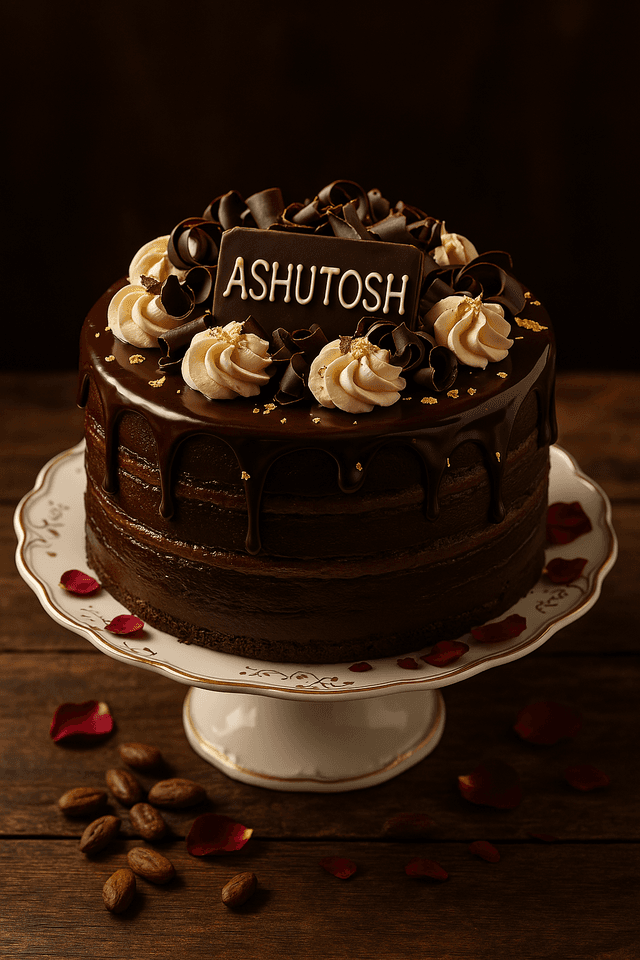 Chocolate cake with cream topping